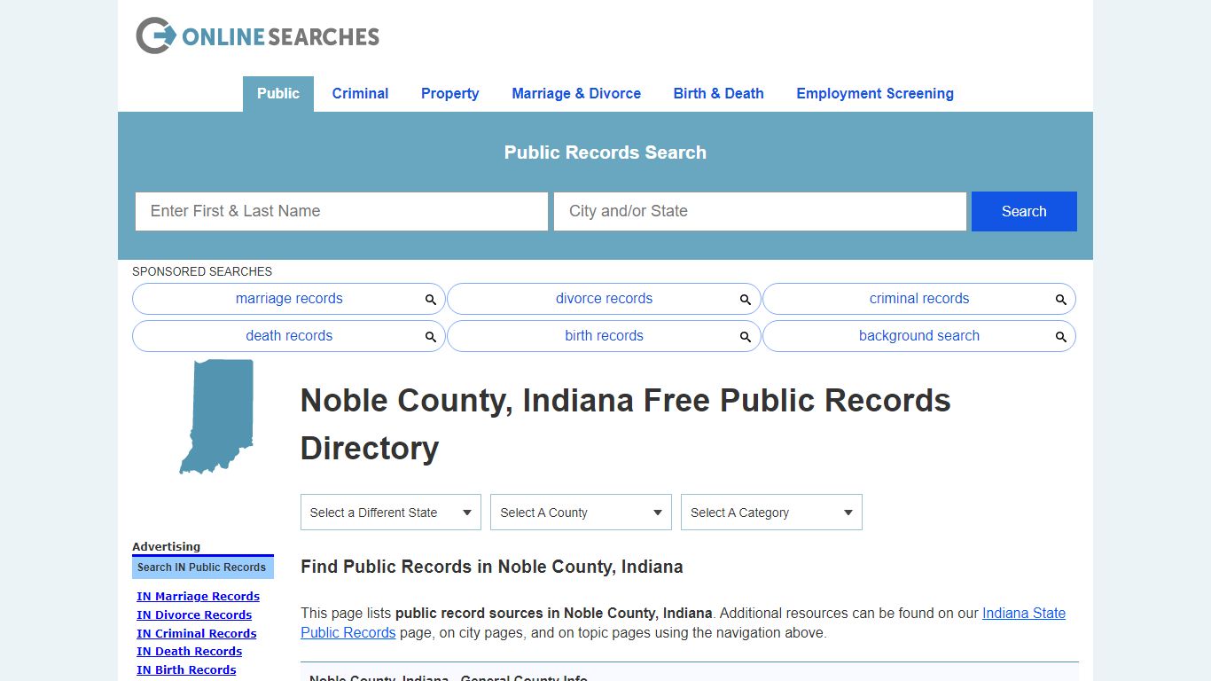 Noble County, Indiana Public Records Directory