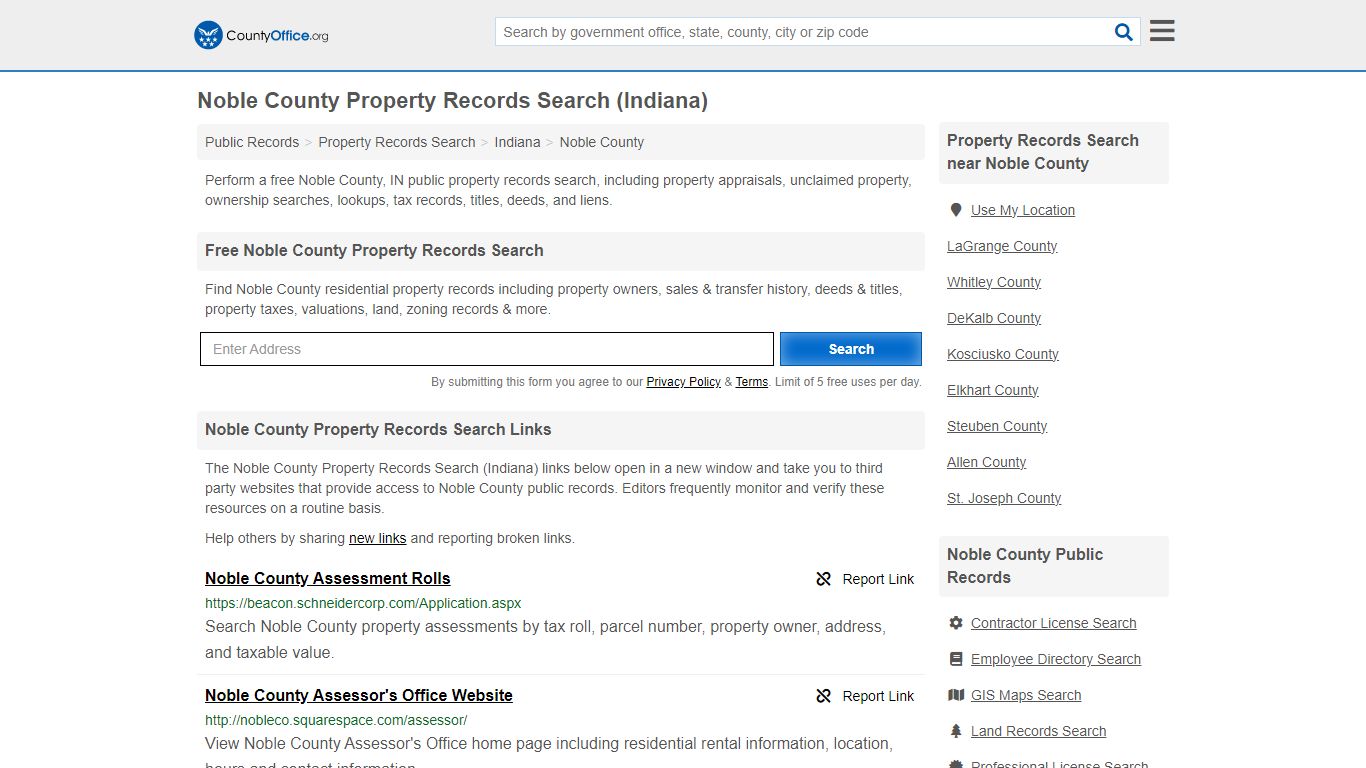 Noble County Property Records Search (Indiana) - County Office